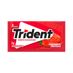 Goma de Mascar Morango Zero Açúcar Trident Envelope 8g 5 Unidades
