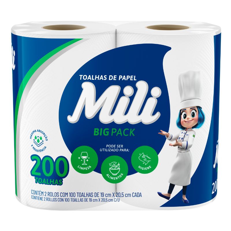 Toalha de Papel Mili 200M 2UN