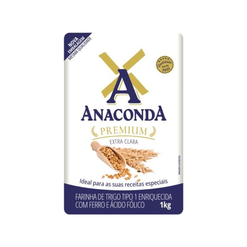 Farinha de Trigo Tipo 1 Anaconda Premium Pacote 1kg