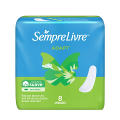 Absorvente sem Abas Suave Sempre Livre Adapt Pacote 8 Unidades