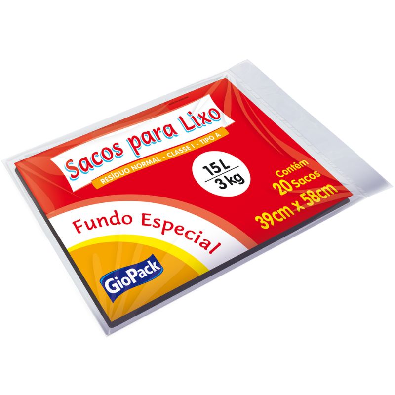 Saco Para Lixo GioPack Fundo Especial 15LT