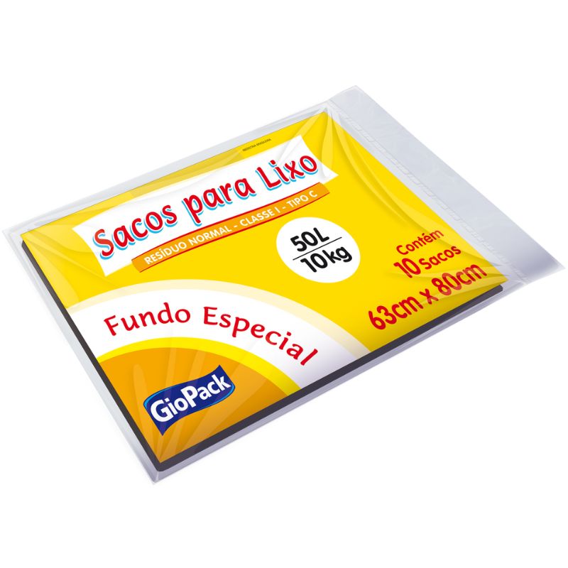Saco Para Lixo GioPack Fundo Especial 50L 10UN