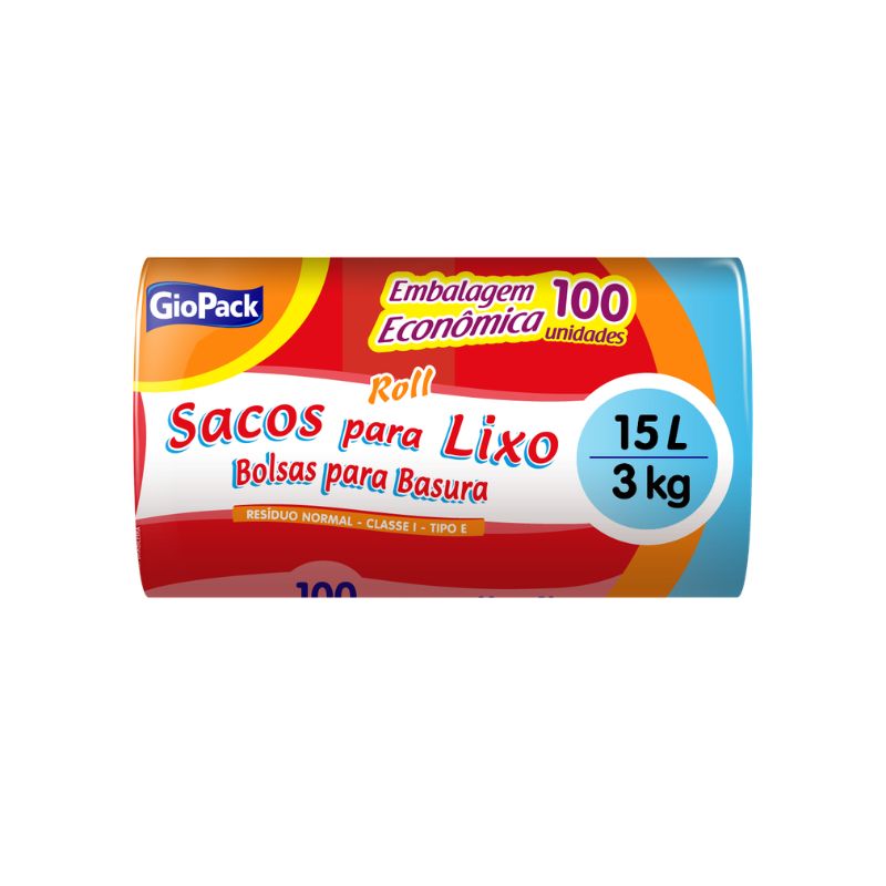 Saco para Lixo GioPack Roll 100UN 15LT
