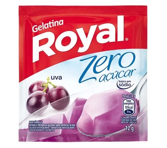 Gelatina em Pó Uva Zero Açúcar Royal Pacote 12g
